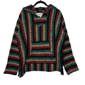 Baja Joe Mexican Baja Hoodie Sweater Pullover Rasta Red yellow green unisex MED